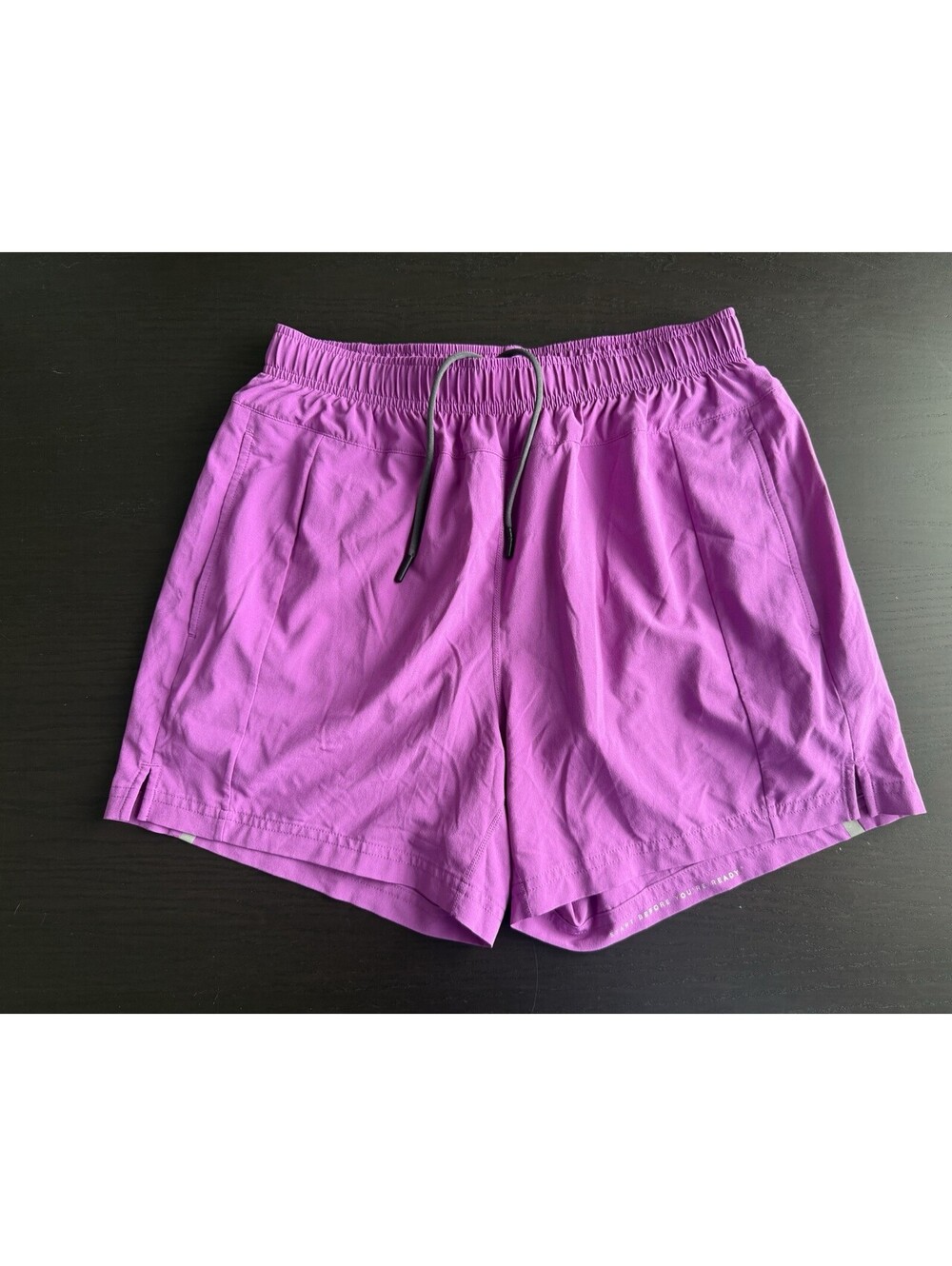 Fourlaps Medium 5” Lined Running Shorts Purple Gym Training Zipper Pocket